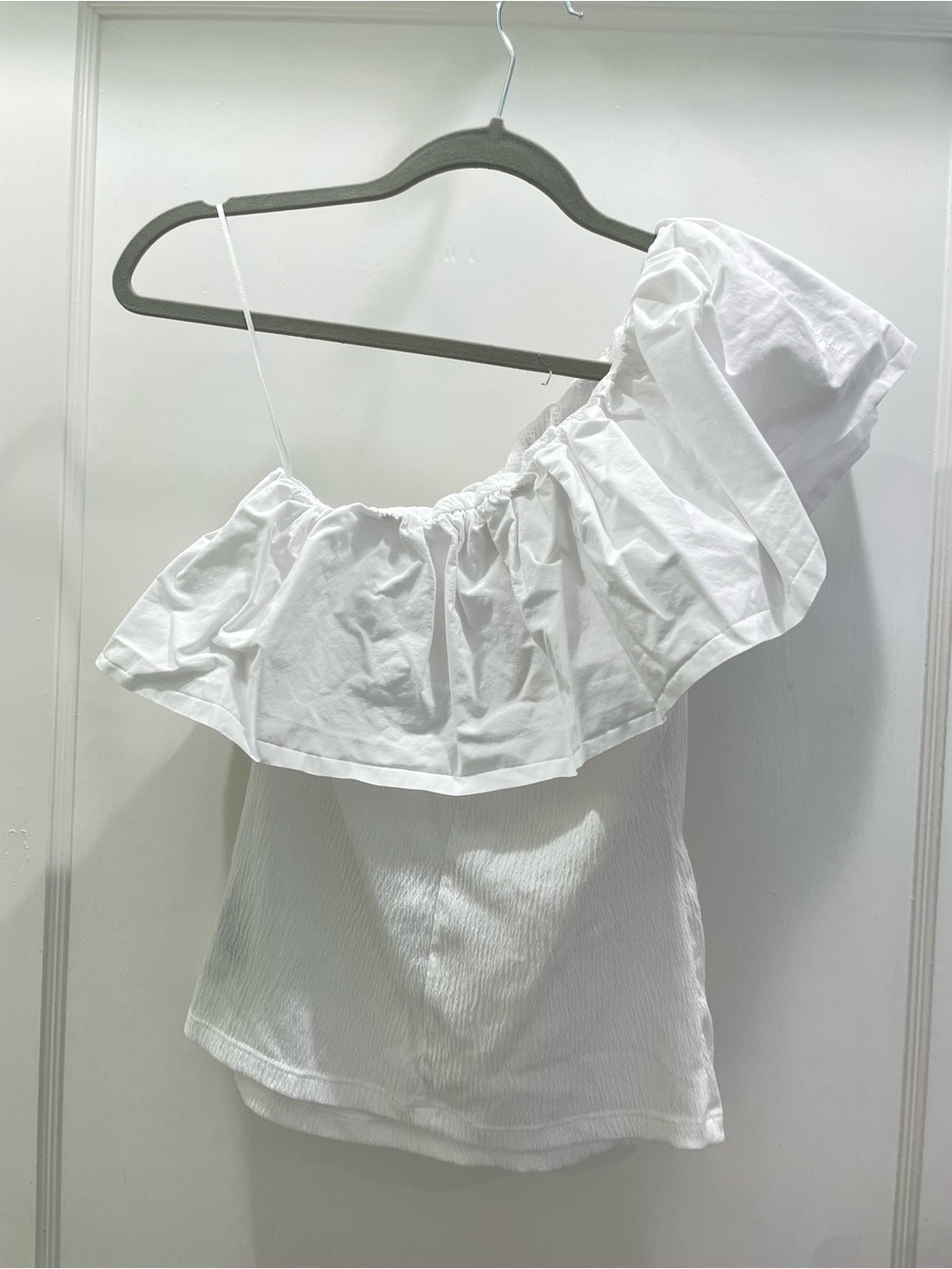 White Ruffle One-Shoulder Top - Picture 4 of 4